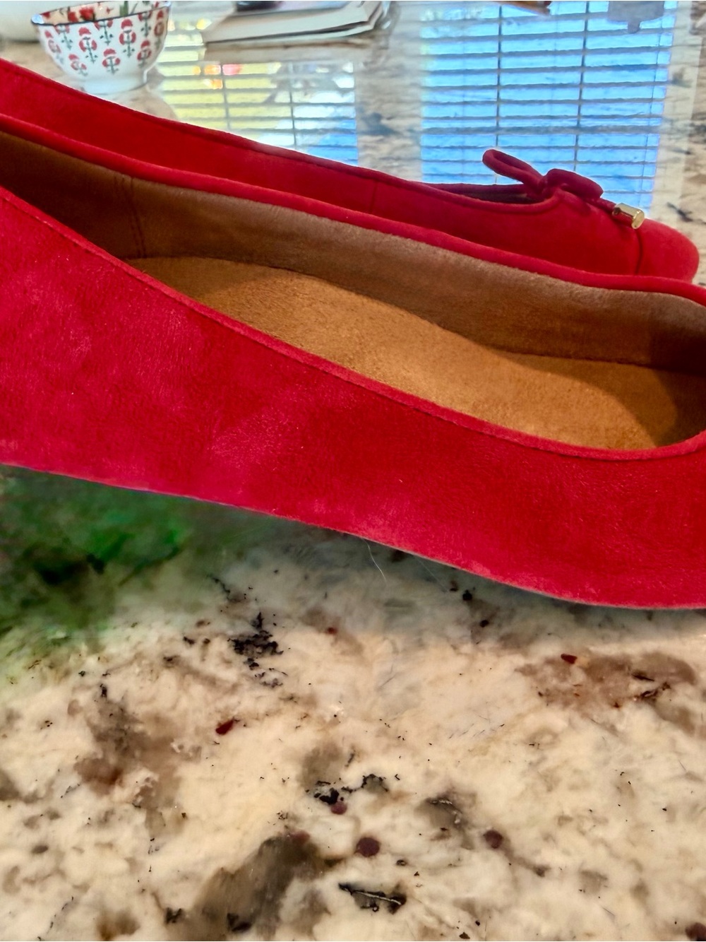 Vionic Klara Red Suede Ballet Flats Square Toe 8 - Picture 2 of 11